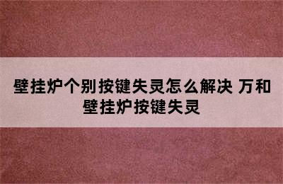 壁挂炉个别按键失灵怎么解决 万和壁挂炉按键失灵